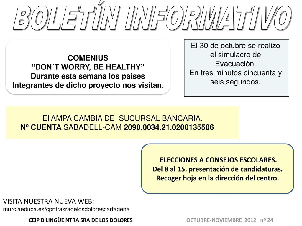 BOLETÍN INFORMATIVO El 30 de octubre se realizó el simulacro de
