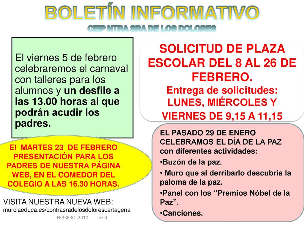 BOLETÍN INFORMATIVO SOLICITUD DE PLAZA ESCOLAR DEL 8 AL 26 DE FEBRERO.