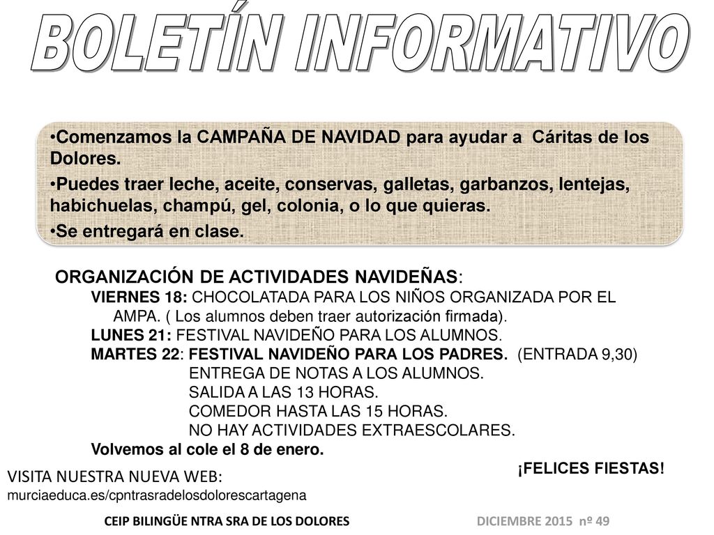CEIP BILINGÜE NTRA SRA DE LOS DOLORES DICIEMBRE 2015 nº 49