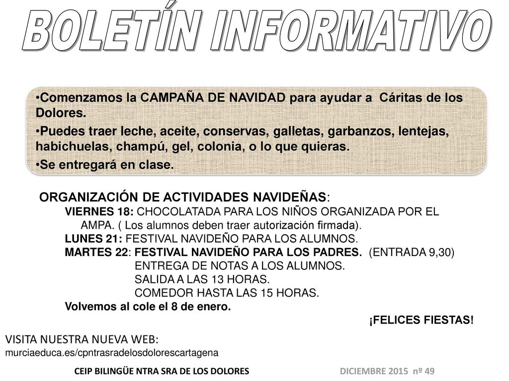 CEIP BILINGÜE NTRA SRA DE LOS DOLORES DICIEMBRE 2015 nº 49