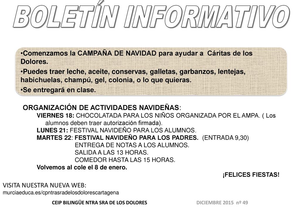 CEIP BILINGÜE NTRA SRA DE LOS DOLORES DICIEMBRE 2015 nº 49
