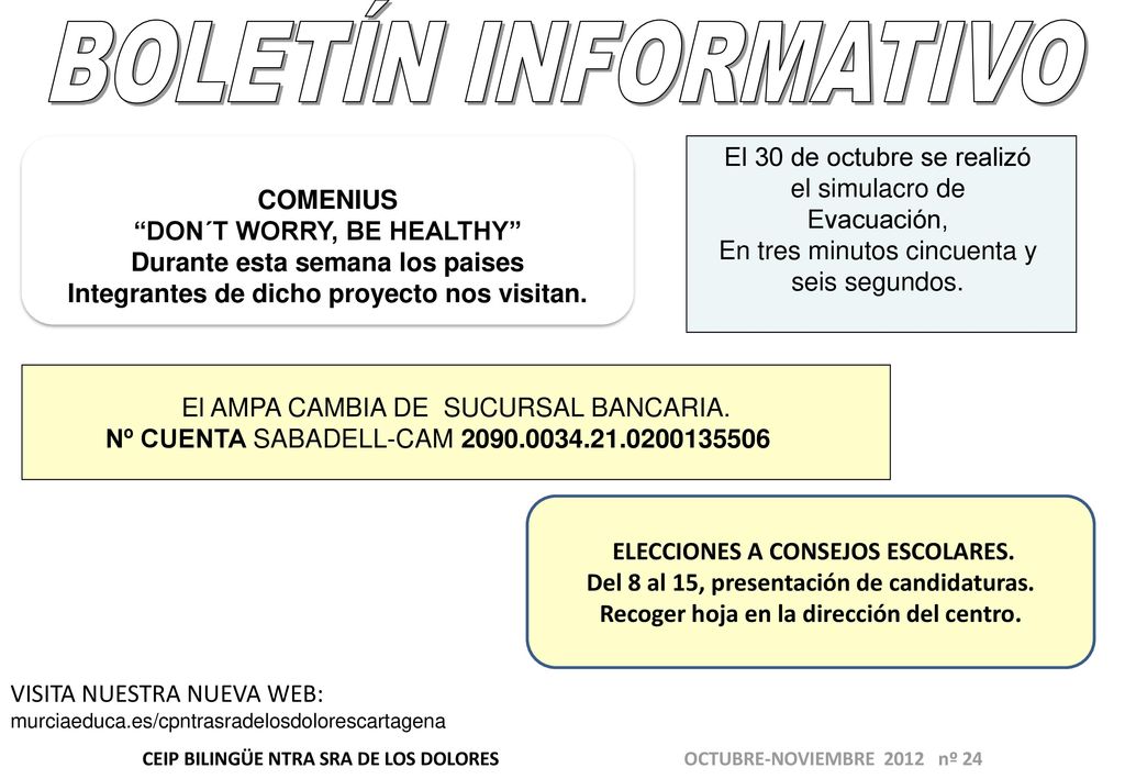 BOLETÍN INFORMATIVO El 30 de octubre se realizó el simulacro de