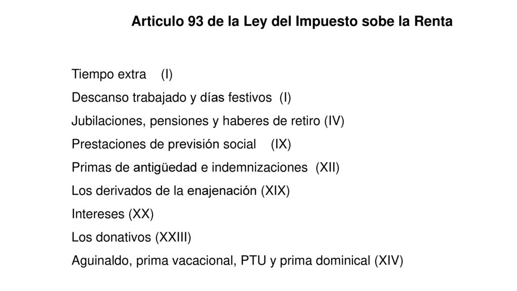 Articulo 93 de la Ley del Impuesto sobe la Renta