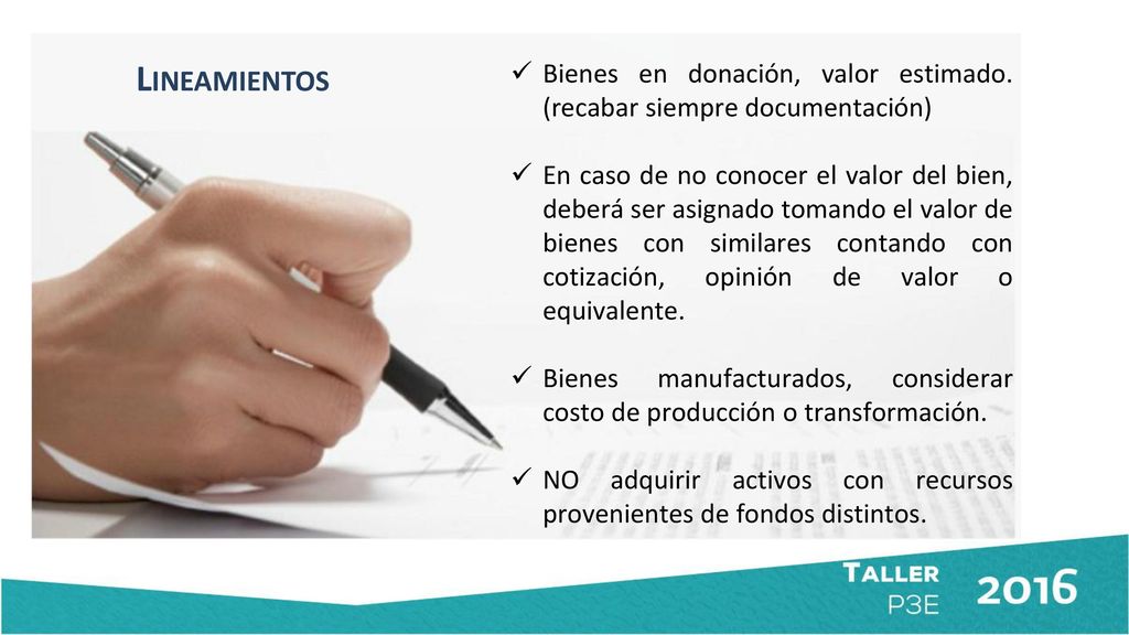 Lineamientos Bienes en donación, valor estimado. (recabar siempre documentación)