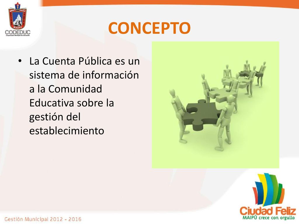 CONCEPTO La Cuenta Pública es un sistema de información a la Comunidad Educativa sobre la gestión del establecimiento.