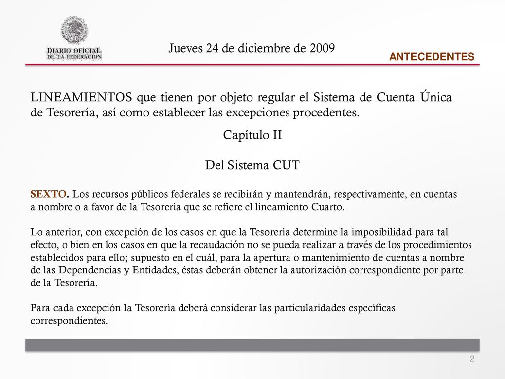 De las cuentas autorizadas por excepción Sección primera