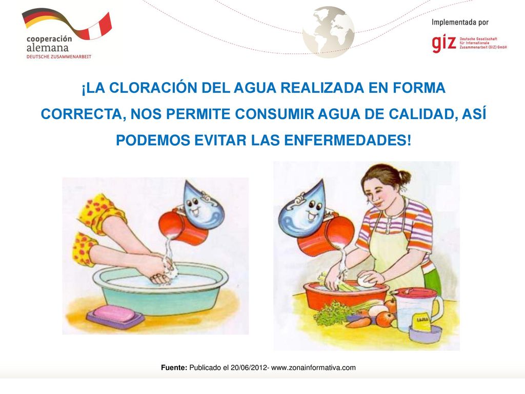 ¡LA CLORACIÓN DEL AGUA REALIZADA EN FORMA CORRECTA, NOS PERMITE CONSUMIR AGUA DE CALIDAD, ASÍ PODEMOS EVITAR LAS ENFERMEDADES!