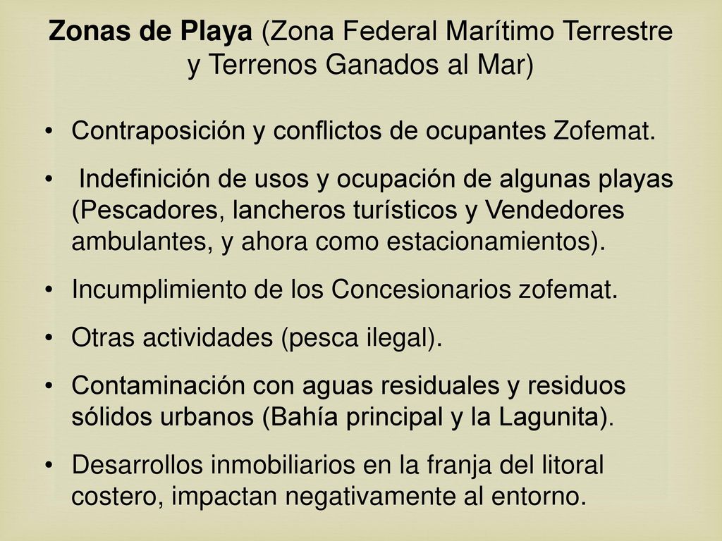 Zonas de Playa (Zona Federal Marítimo Terrestre y Terrenos Ganados al Mar)