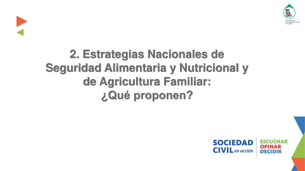 2. Estrategias Nacionales de Seguridad Alimentaria y Nutricional y de Agricultura Familiar: