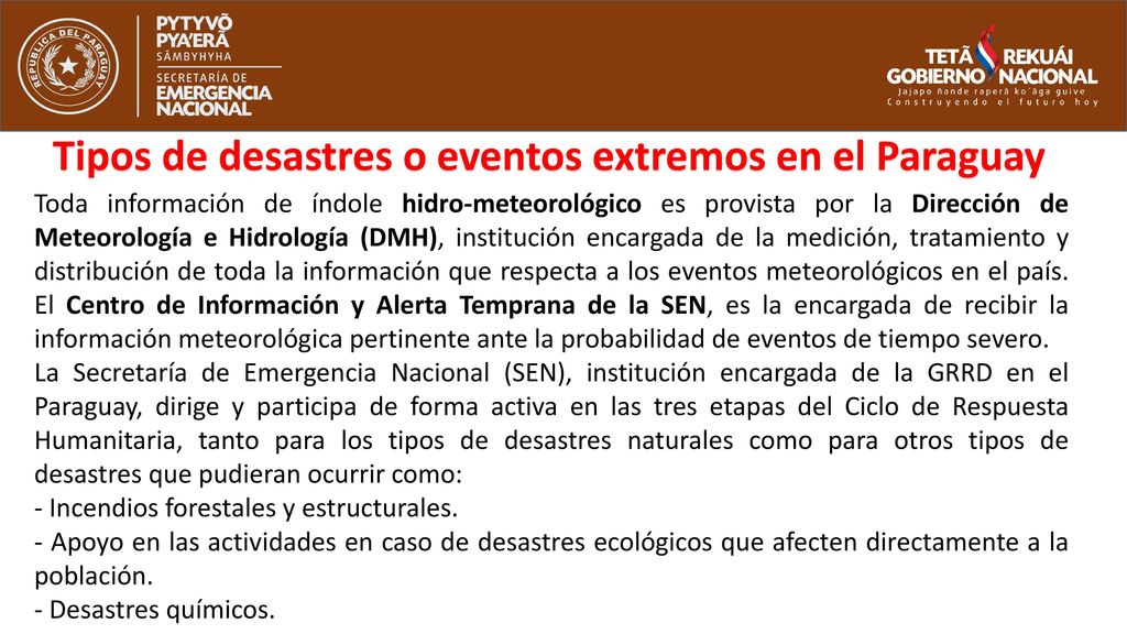 Tipos de desastres o eventos extremos en el Paraguay