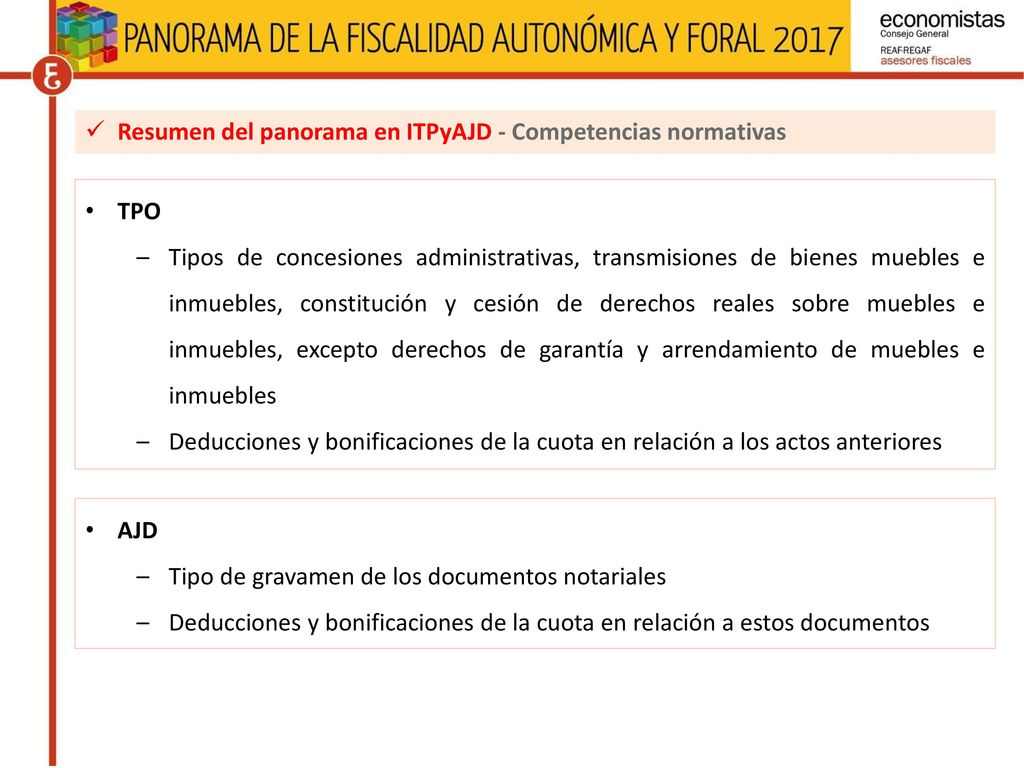 Resumen del panorama en ITPyAJD - Competencias normativas