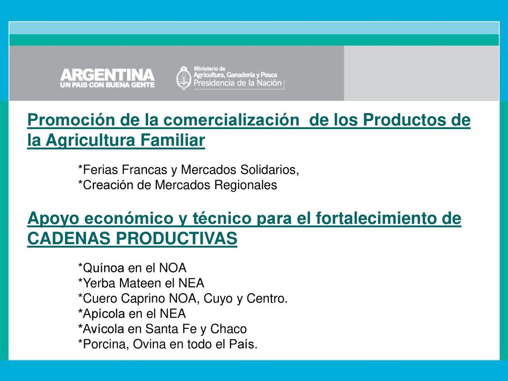 Promoción de la comercialización de los Productos de la Agricultura Familiar