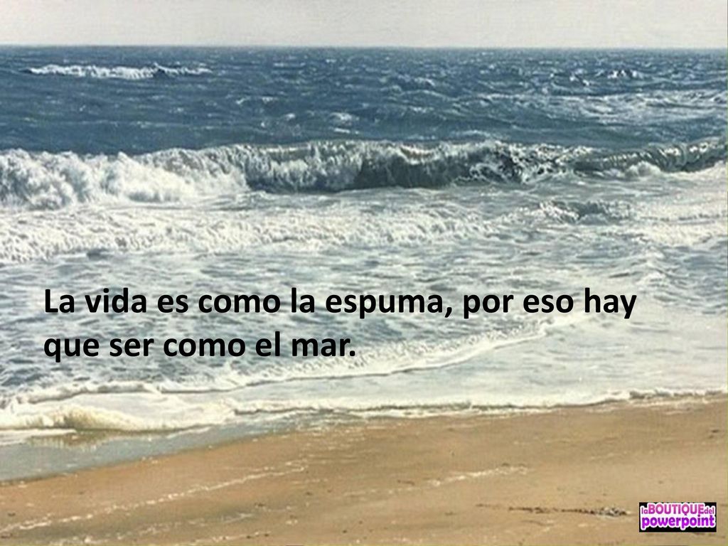 La vida es como la espuma, por eso hay que ser como el mar.