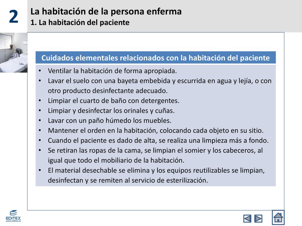 La habitación de la persona enferma 1. La habitación del paciente