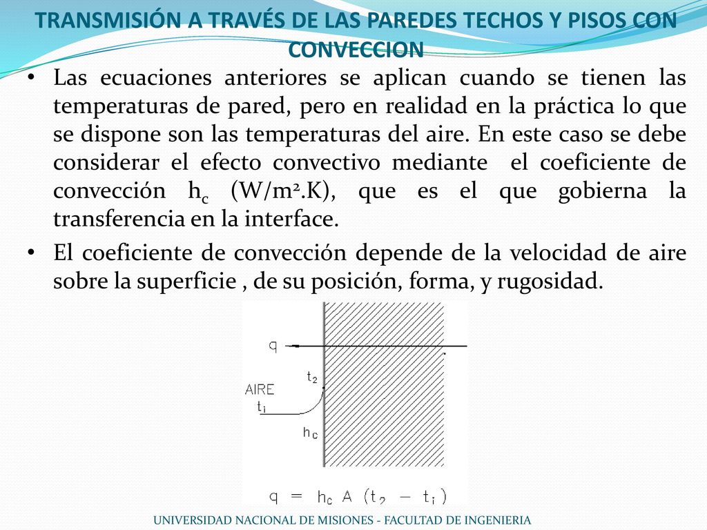 TRANSMISIÓN A TRAVÉS DE LAS PAREDES TECHOS Y PISOS CON CONVECCION