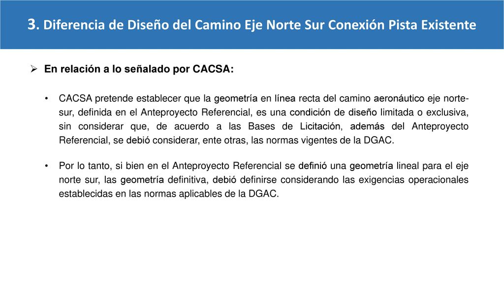 3. Diferencia de Diseño del Camino Eje Norte Sur Conexión Pista Existente