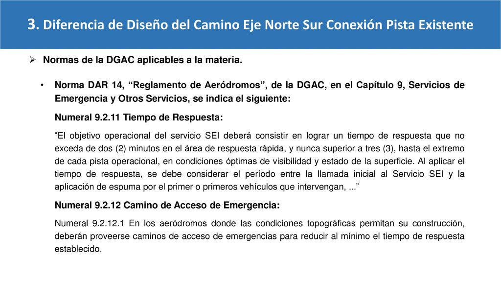 3. Diferencia de Diseño del Camino Eje Norte Sur Conexión Pista Existente