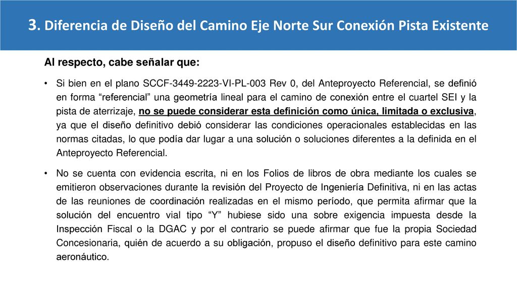 3. Diferencia de Diseño del Camino Eje Norte Sur Conexión Pista Existente