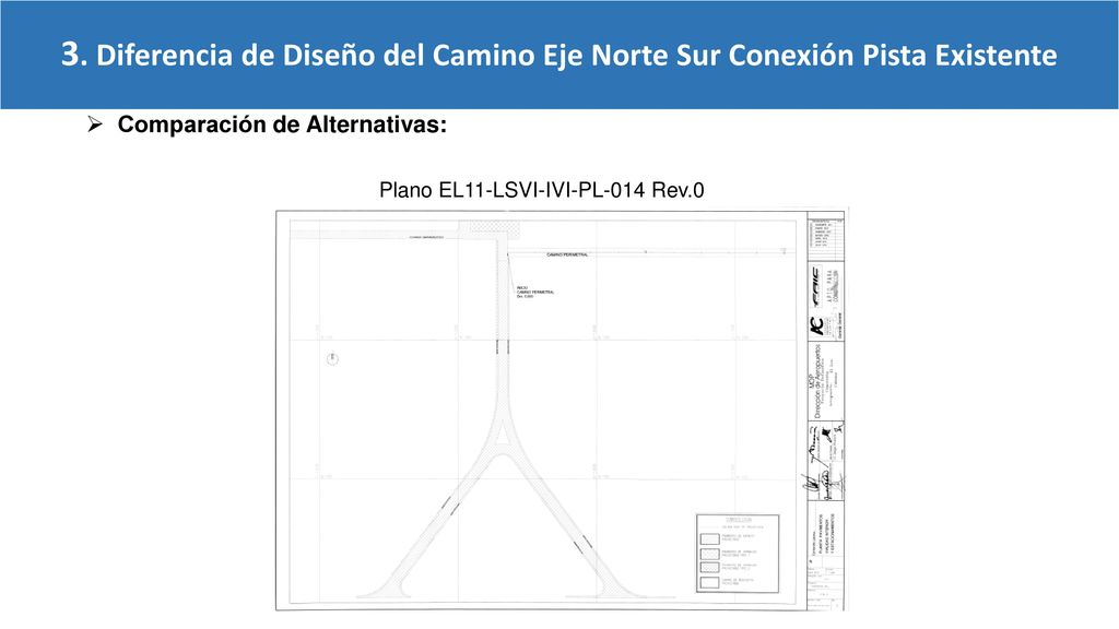 3. Diferencia de Diseño del Camino Eje Norte Sur Conexión Pista Existente