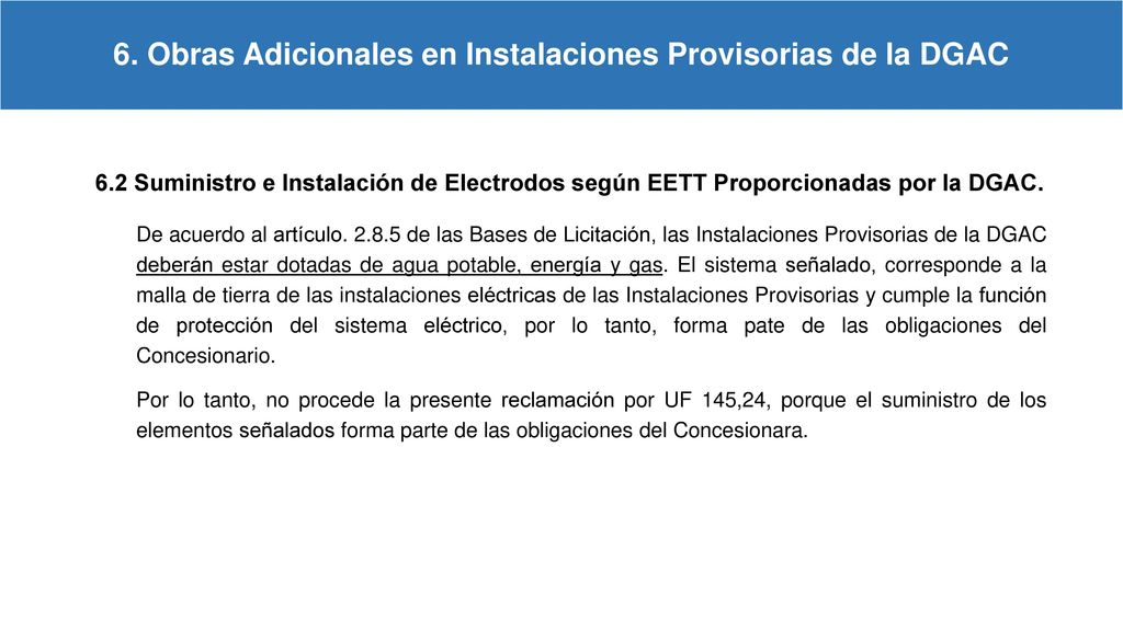 6. Obras Adicionales en Instalaciones Provisorias de la DGAC
