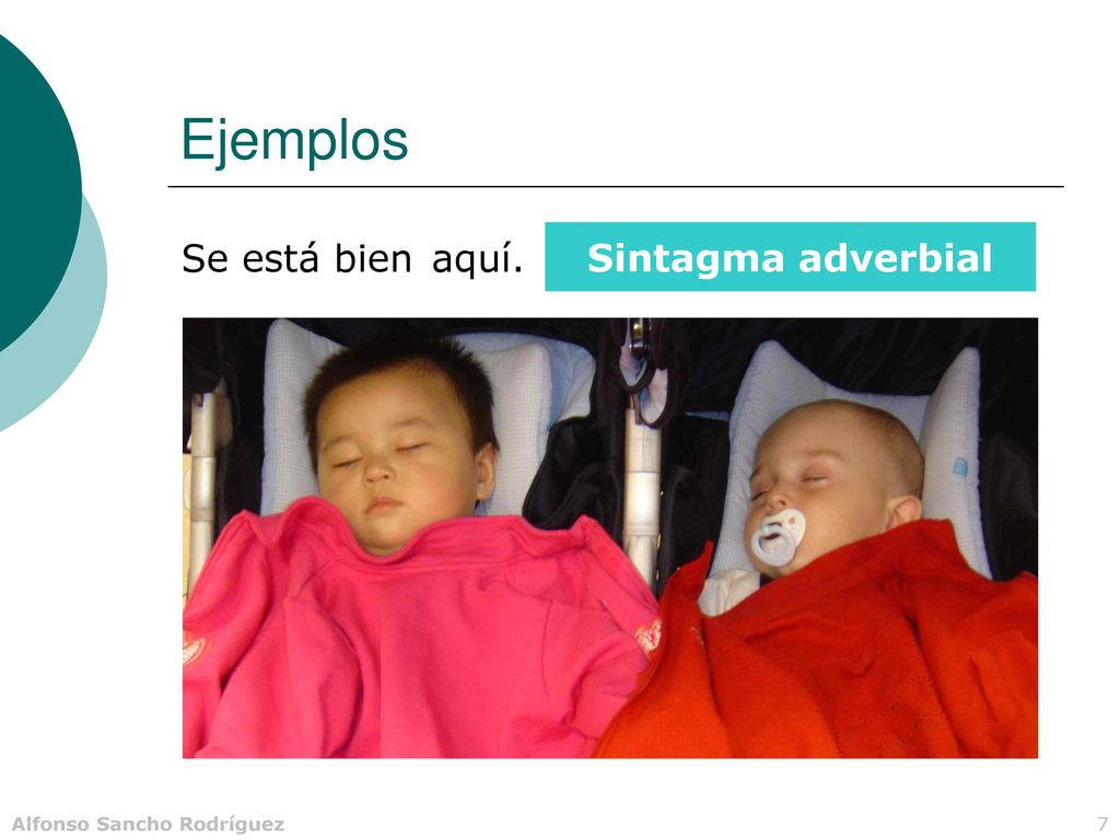 Ejemplos Se está bien aquí. Sintagma adverbial