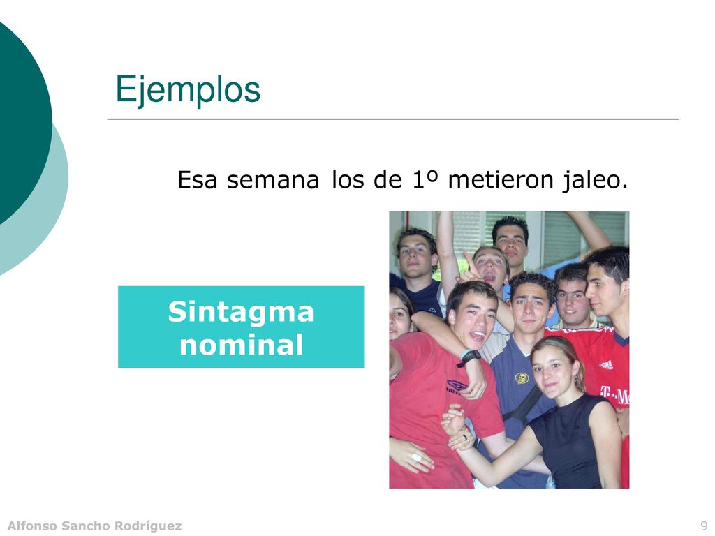 Ejemplos Esa semana los de 1º metieron jaleo. Sintagma nominal