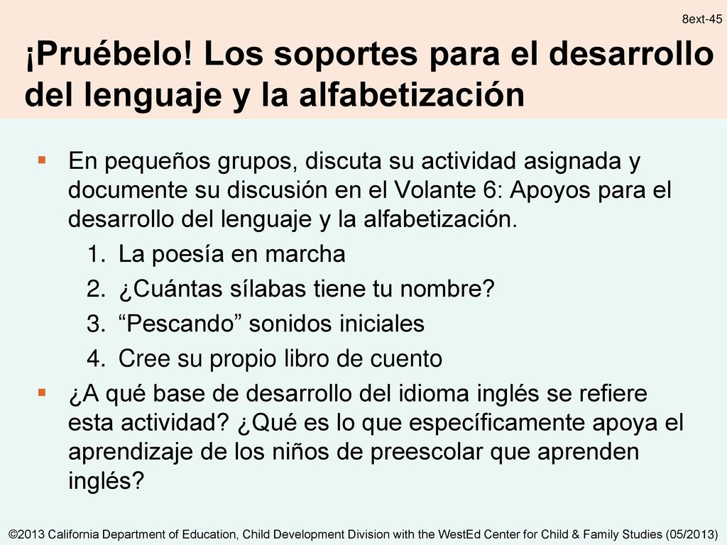 ¡Pruébelo! Los soportes para el desarrollo del lenguaje y la alfabetización