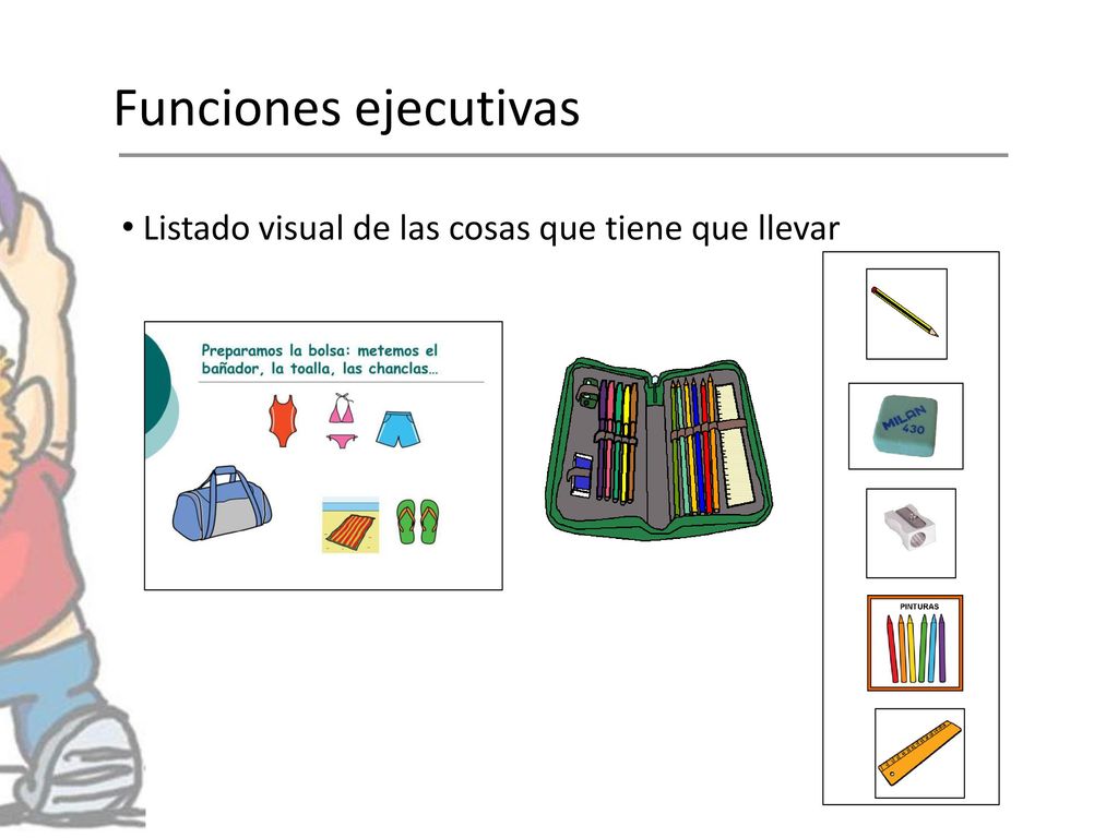 Funciones ejecutivas Listado visual de las cosas que tiene que llevar
