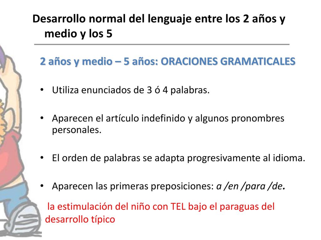 Desarrollo normal del lenguaje entre los 2 años y medio y los 5