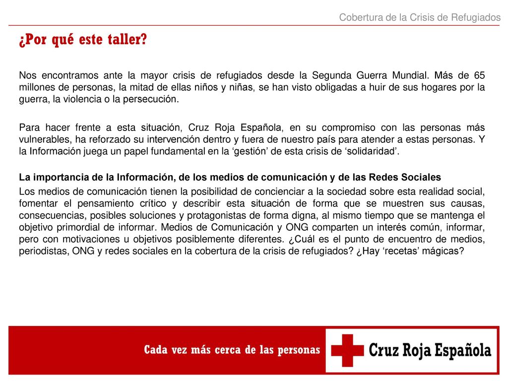¿Por qué este taller Cobertura de la Crisis de Refugiados
