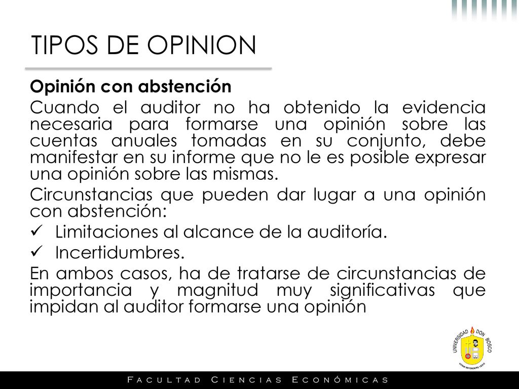 TIPOS DE OPINION Opinión con abstención