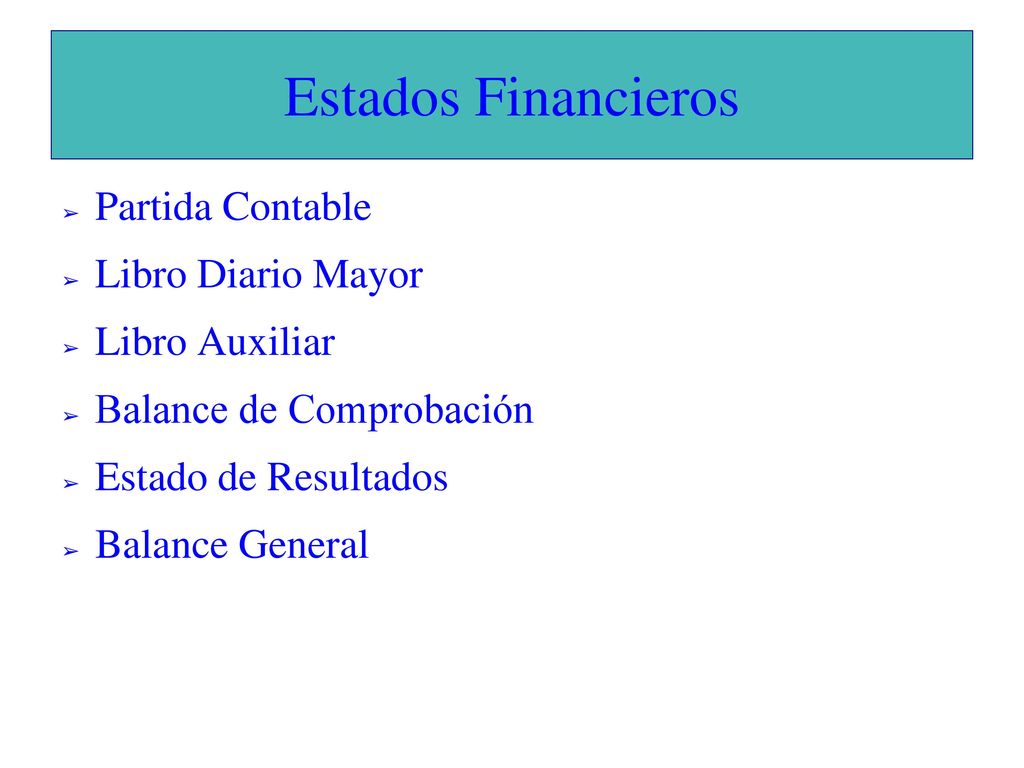 Estados Financieros Partida Contable Libro Diario Mayor Libro Auxiliar