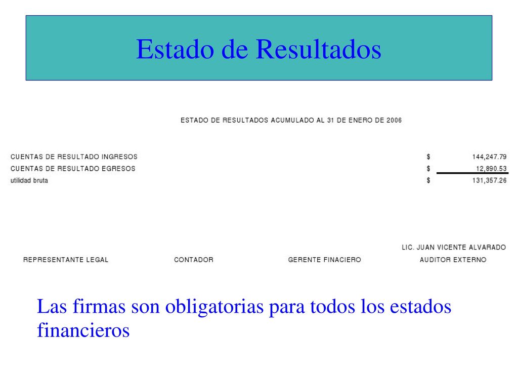 Estado de Resultados Liquidación de cuentas: Costos y Gastos, Ingresos para poder realizar un balance general.
