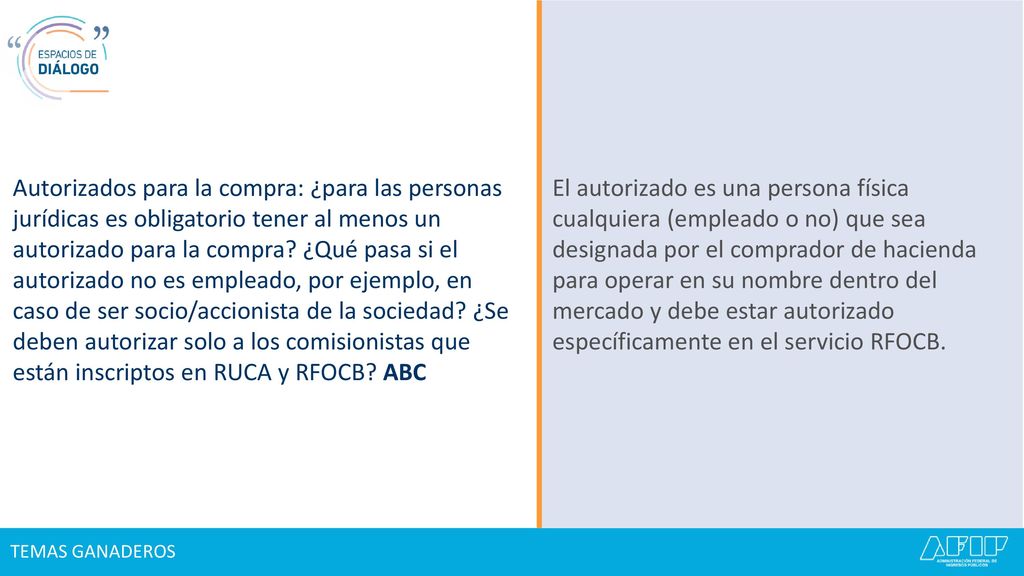 Autorizados para la compra: ¿para las personas jurídicas es obligatorio tener al menos un autorizado para la compra ¿Qué pasa si el autorizado no es empleado, por ejemplo, en caso de ser socio/accionista de la sociedad ¿Se deben autorizar solo a los comisionistas que están inscriptos en RUCA y RFOCB ABC