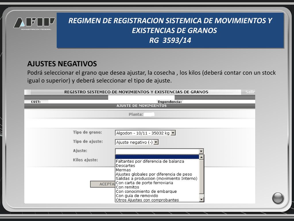 REGIMEN DE REGISTRACION SISTEMICA DE MOVIMIENTOS Y EXISTENCIAS DE GRANOS