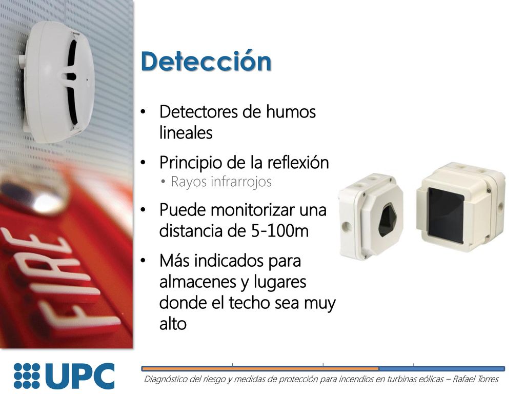 Detección Detectores de humos lineales Principio de la reflexión
