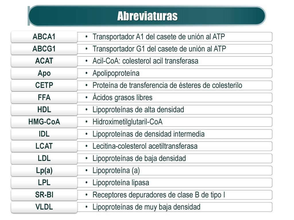Abreviaturas Transportador A1 del casete de unión al ATP