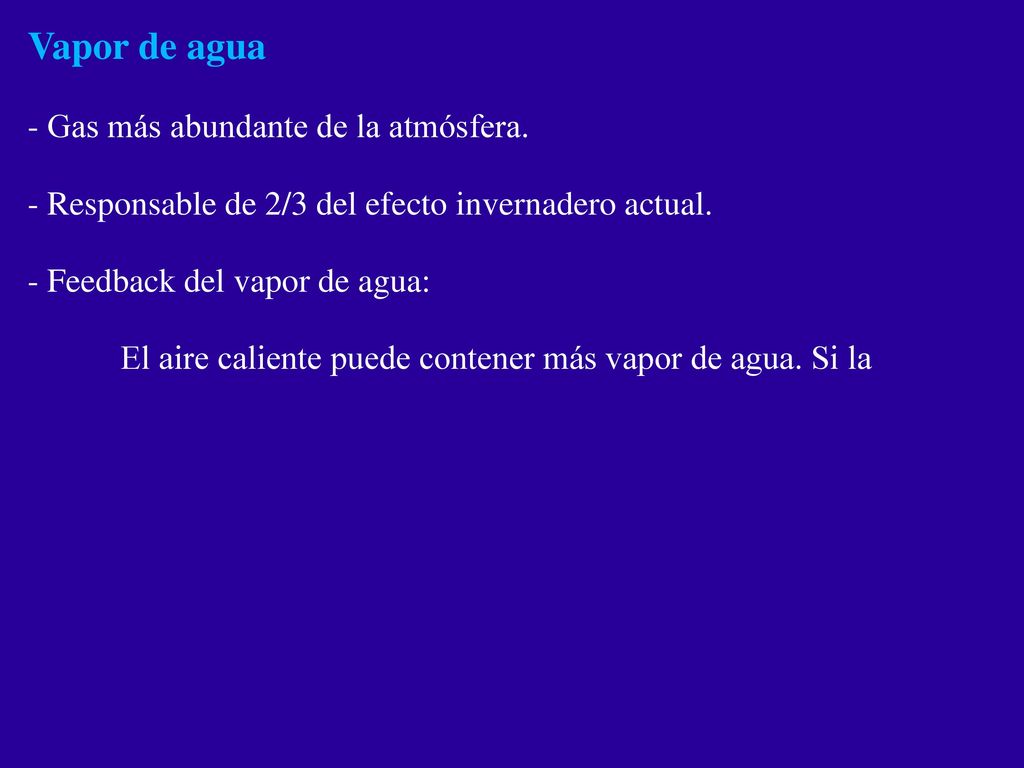 Vapor de agua - Gas más abundante de la atmósfera.