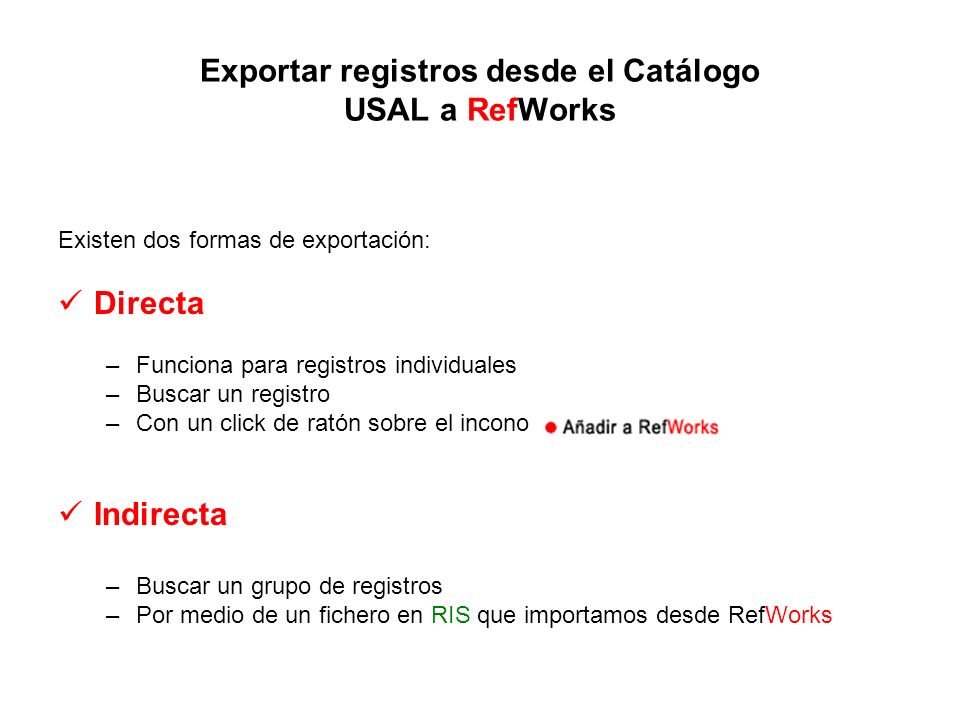 Exportar registros desde el Catálogo USAL a RefWorks