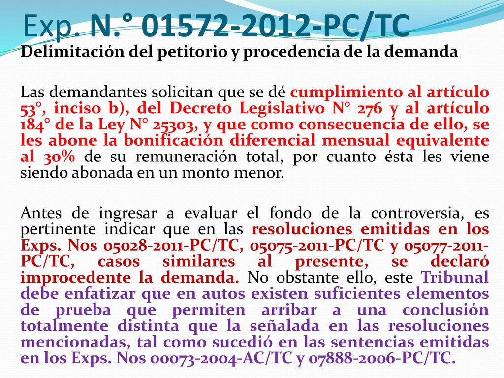 Exp. N.° PC/TC Delimitación del petitorio y procedencia de la demanda.