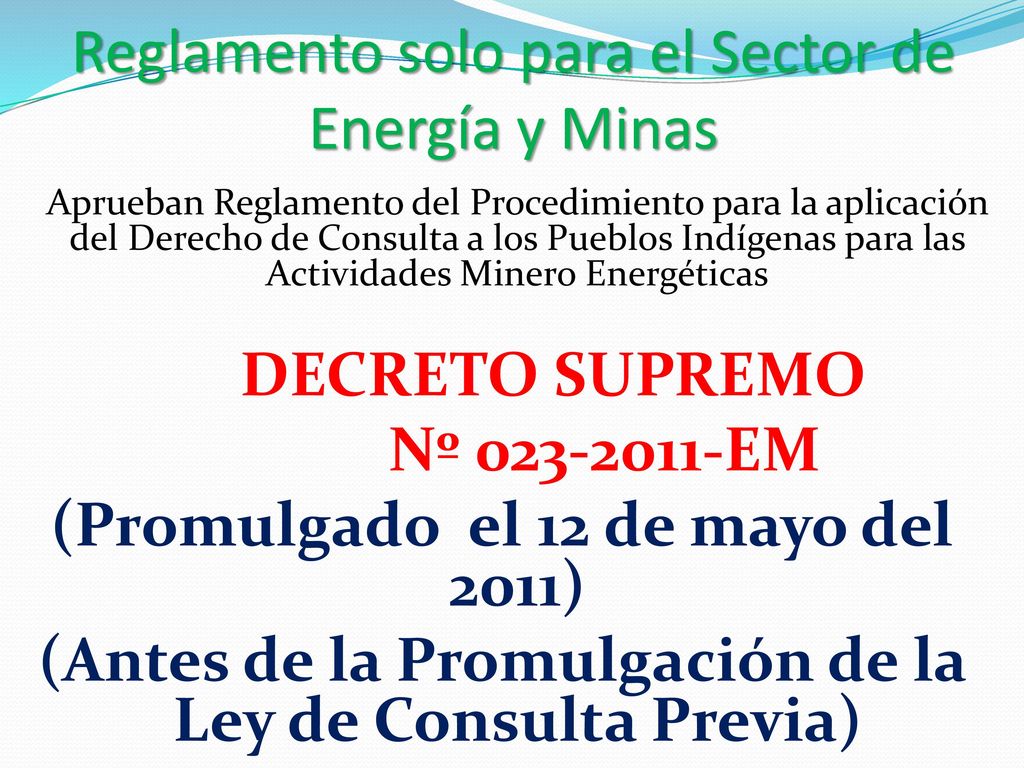 Reglamento solo para el Sector de Energía y Minas