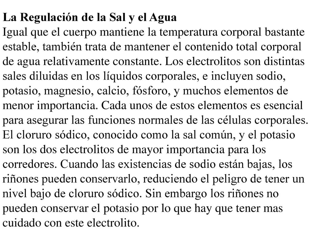 La Regulación de la Sal y el Agua