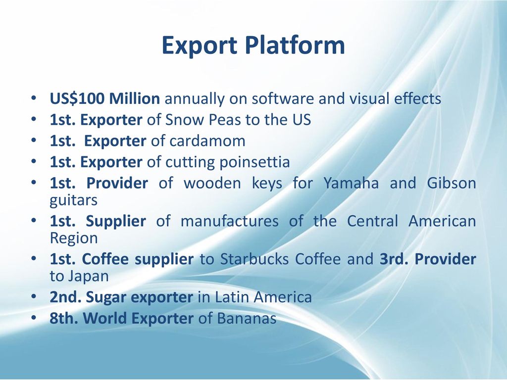 Export Platform US$100 Million annually on software and visual effects