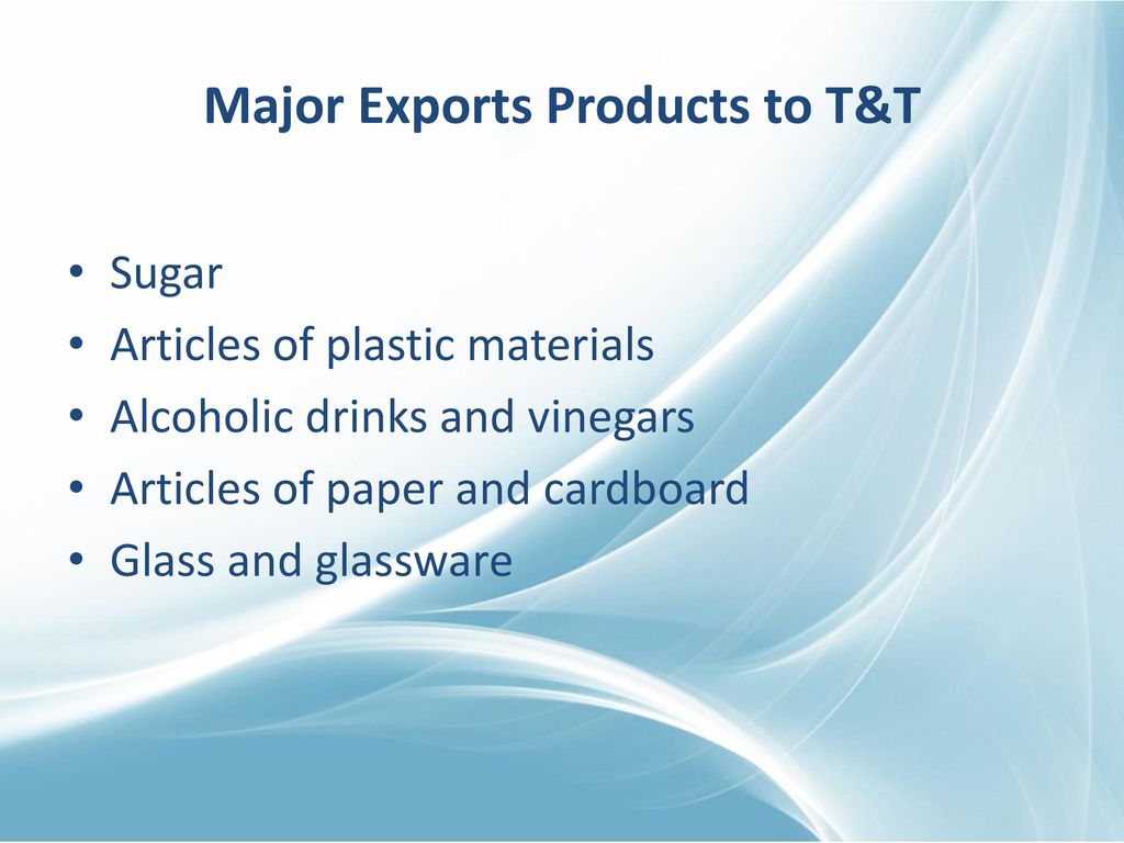 Major Exports Products to T&T