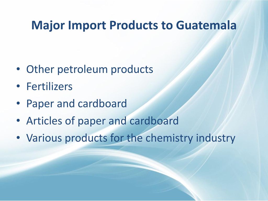 Major Import Products to Guatemala