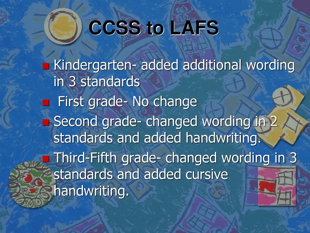 CCSS to LAFS Kindergarten- added additional wording in 3 standards