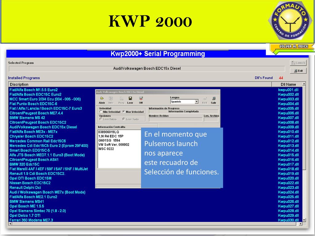 KWP 2000 En el momento que Pulsemos launch nos aparece