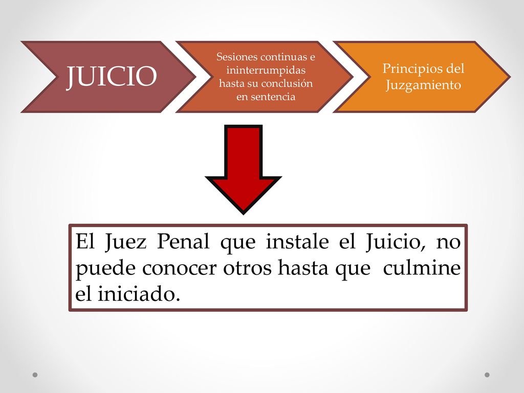 JUICIO Sesiones continuas e ininterrumpidas hasta su conclusión en sentencia. Principios del Juzgamiento.