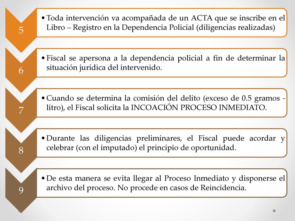 5 Toda intervención va acompañada de un ACTA que se inscribe en el Libro – Registro en la Dependencia Policial (diligencias realizadas)
