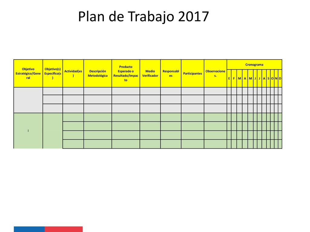 Plan de Trabajo 2017 Objetivo Estratégico/General